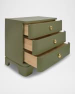 Image 3 of 5: Worlds Away Fortune 3-Drawer Side Table, Olive