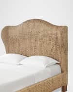 Image 3 of 6: Worlds Away Jovi Water Hyacinth King Wingback Bed