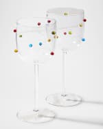 Image 1 of 3: Neiman Marcus Colorful Beaded Wine Glasses, 16.8 oz. - Set of 2