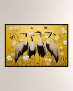 Image 1 of 3: The Oliver Gal Artist Co. "Yellow Crested Cranes" Framed Giclee on Canvas