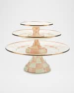 Image 5 of 5: MacKenzie-Childs Rosy Check Large Pedestal Platter