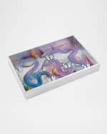 Image 1 of 2: Hunt Slonem Butterfly Ribbon Silver Leaf Vanity Tray