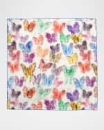 Image 2 of 2: Hunt Slonem Spring Butterflies Printed Linen Dinner Napkin