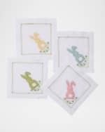 Image 2 of 2: Deborah Rhodes Cottontail Embroidered Cocktail Napkins, Set of 4