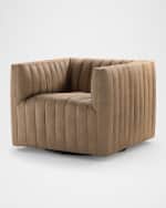 Image 2 of 6: Four Hands Augustine Leather Swivel Chair