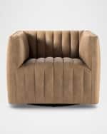 Image 1 of 6: Four Hands Augustine Leather Swivel Chair