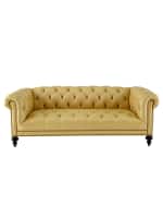 Image 3 of 5: Old Hickory Tannery Morgan Sunshine Leather Chesterfield Sofa 86"