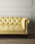 Image 4 of 5: Old Hickory Tannery Morgan Sunshine Leather Chesterfield Sofa 86"