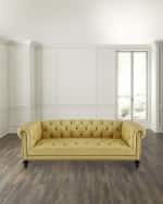 Image 1 of 5: Old Hickory Tannery Morgan Sunshine Leather Chesterfield Sofa 86"