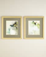 Image 1 of 6: Two "Overjoyed" Abstract Giclee on Canvas Wall Art Set