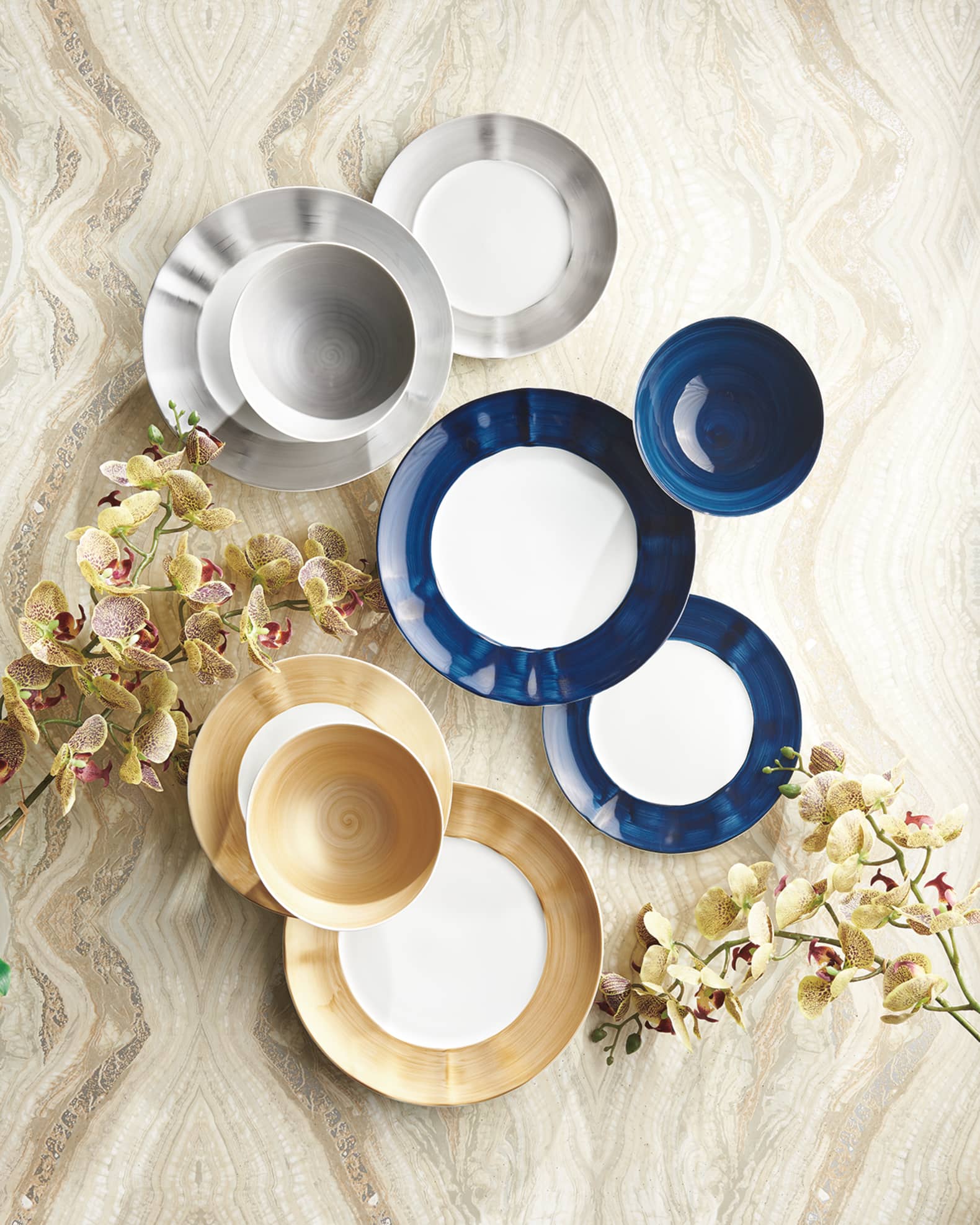 12-Piece Platinum Brushstroke Dinnerware Set