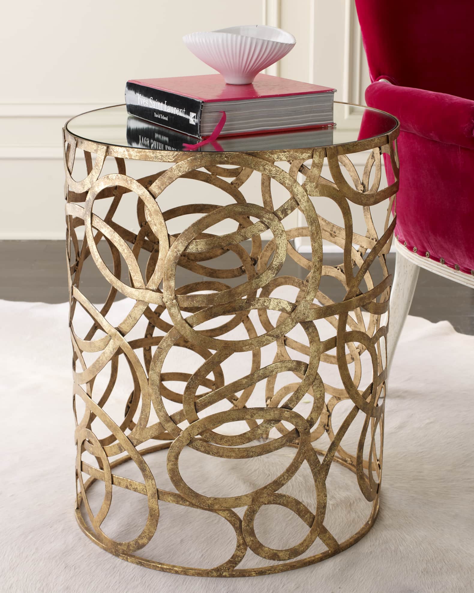 Scroll end table top