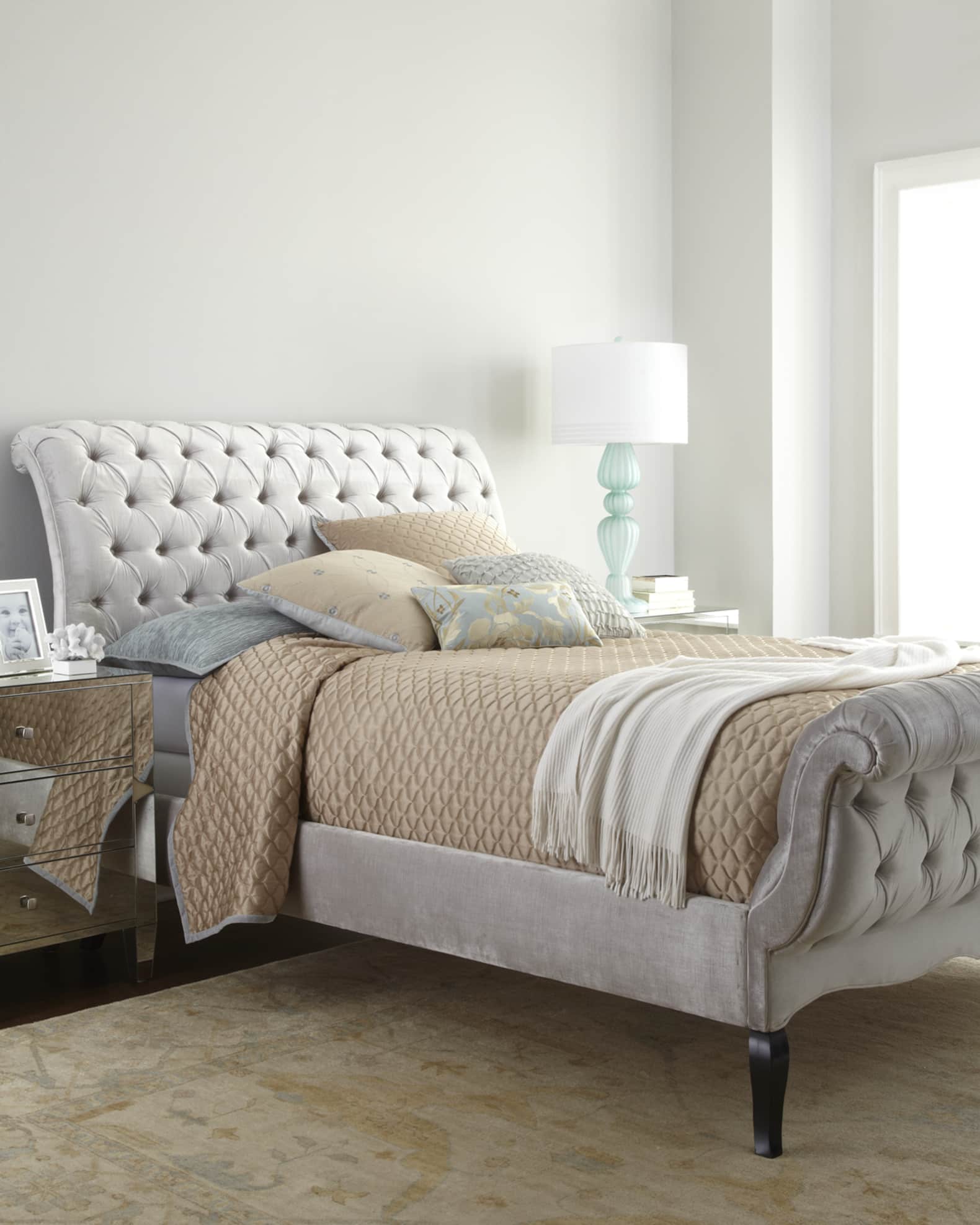 Haute House Silver Tufted California King Bed Horchow