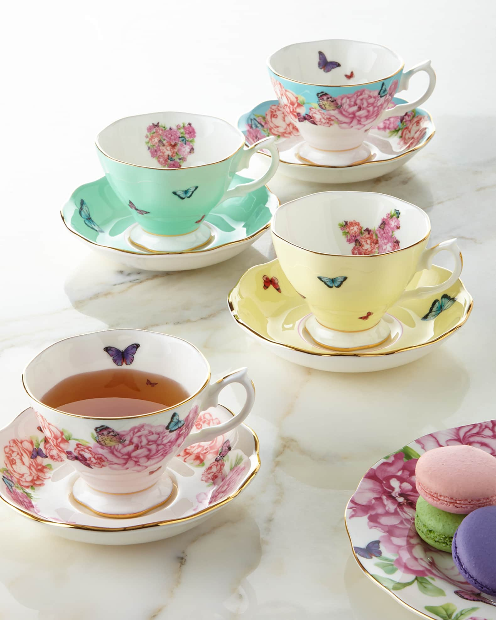 Miranda Kerr for Royal Albert Teacups & Saucers, Set of 4