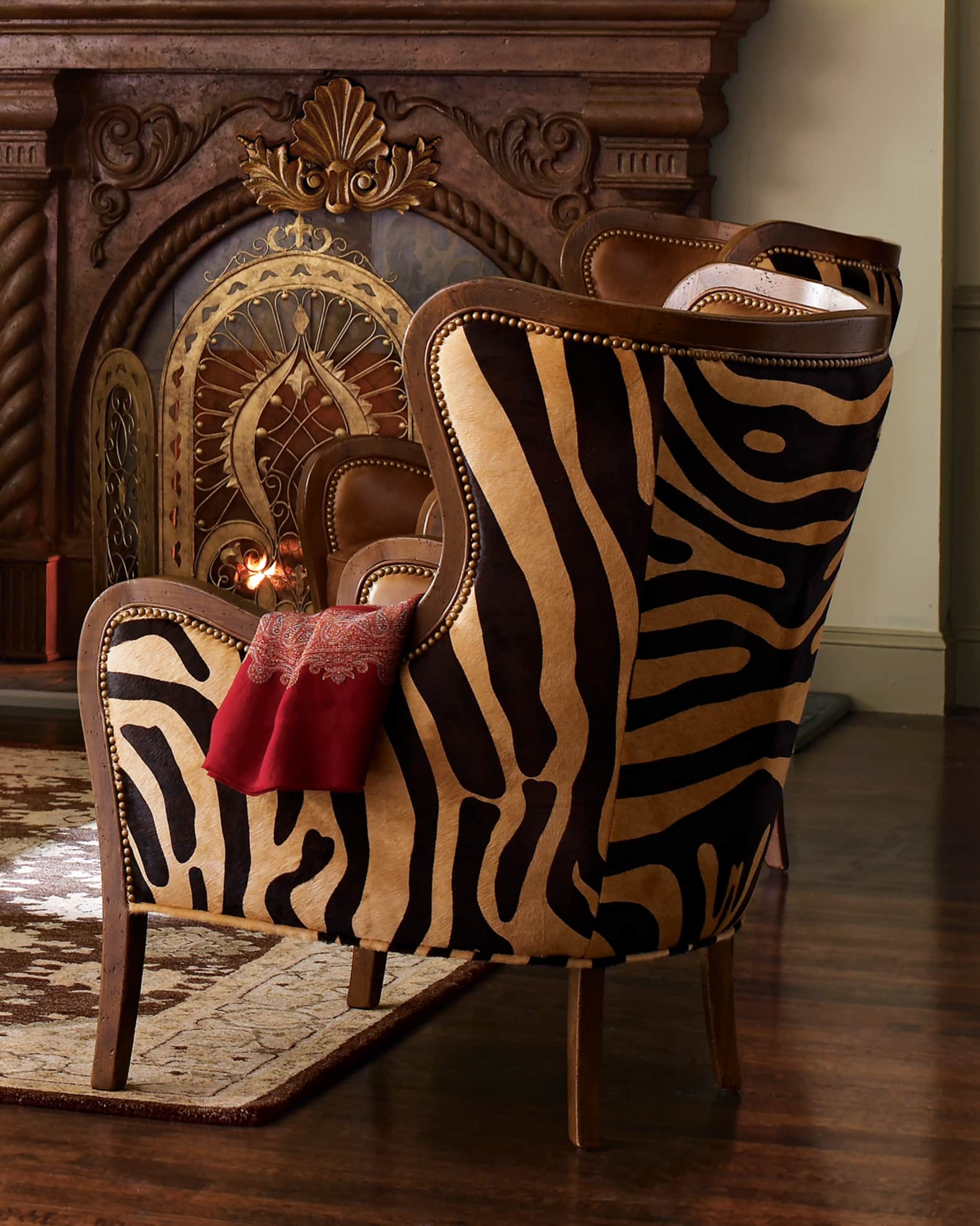 Zebra print wingback chair sales