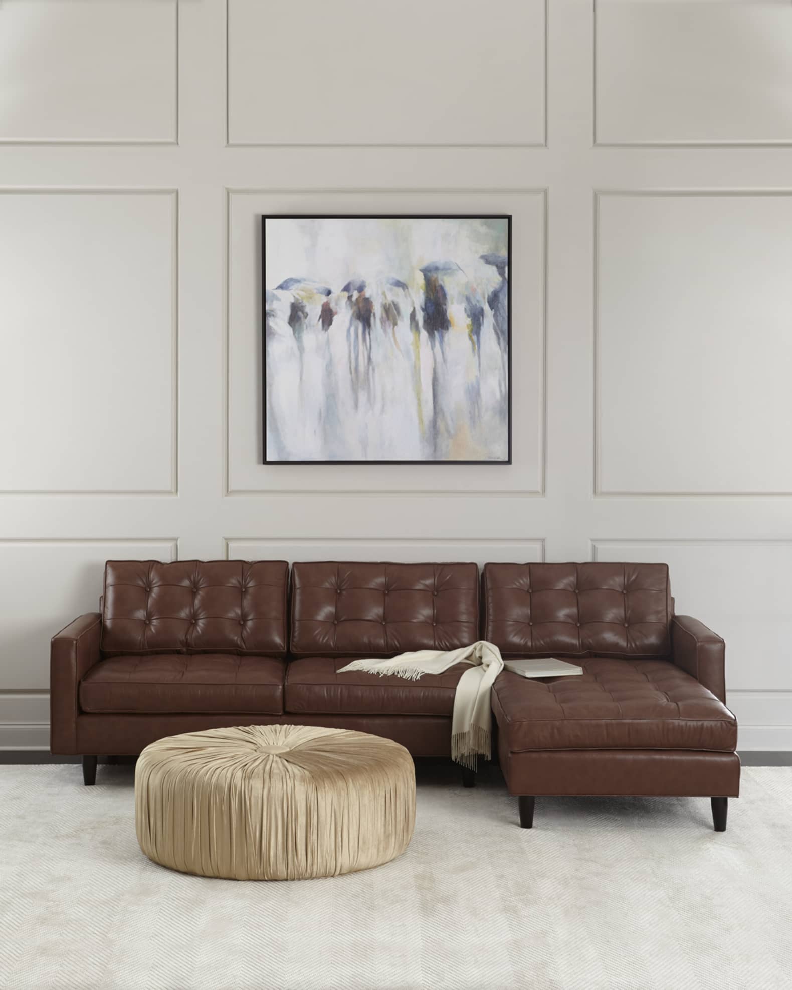 Old Hickory Tannery Barnes Leather Right Arm Chaise Sectional