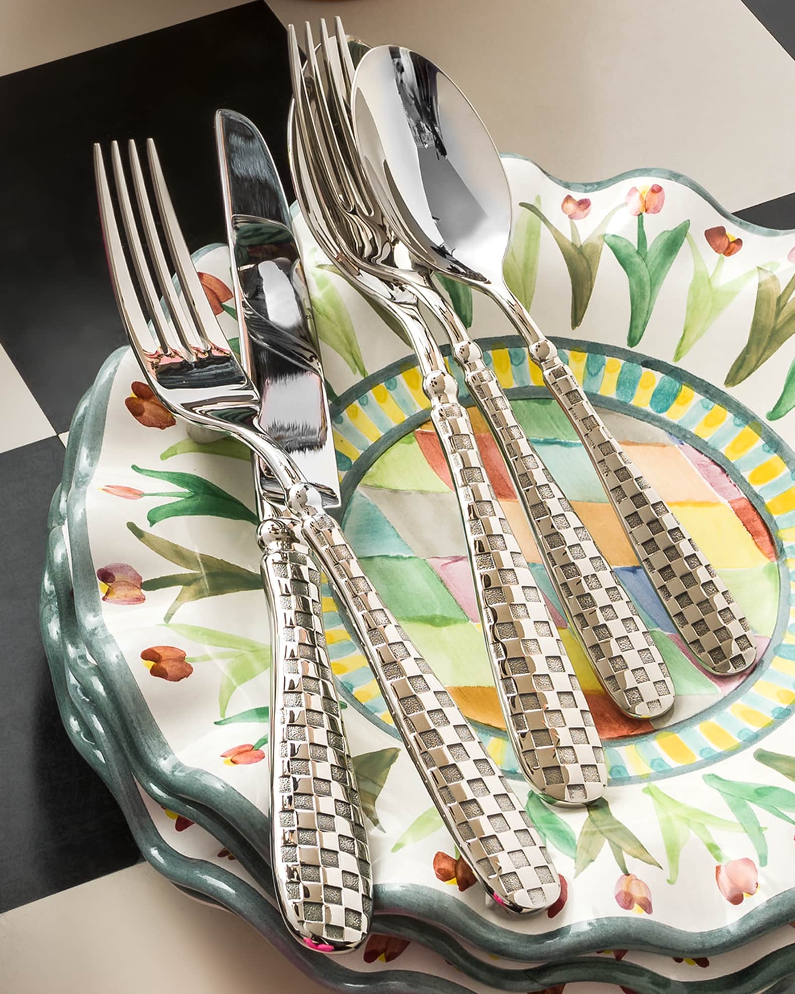 MacKenzie-Childs 5-Piece Check Flatware Place Setting | Horchow