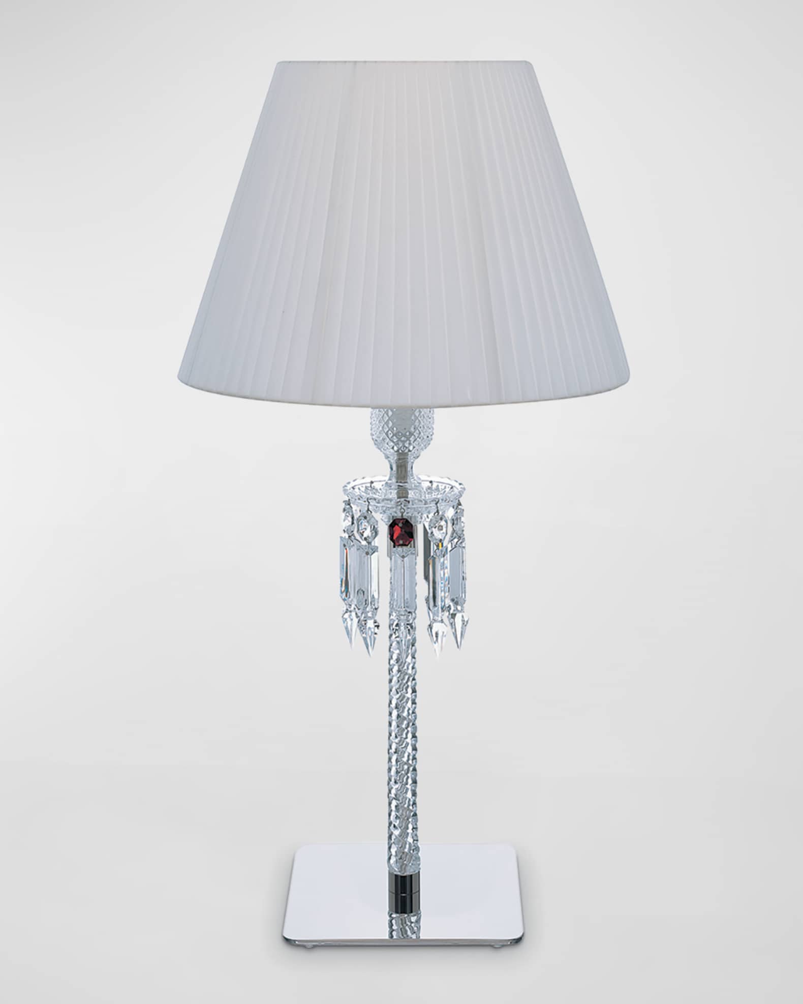 Baccarat Torch Crystal Desk Lamp with White Shade Horchow