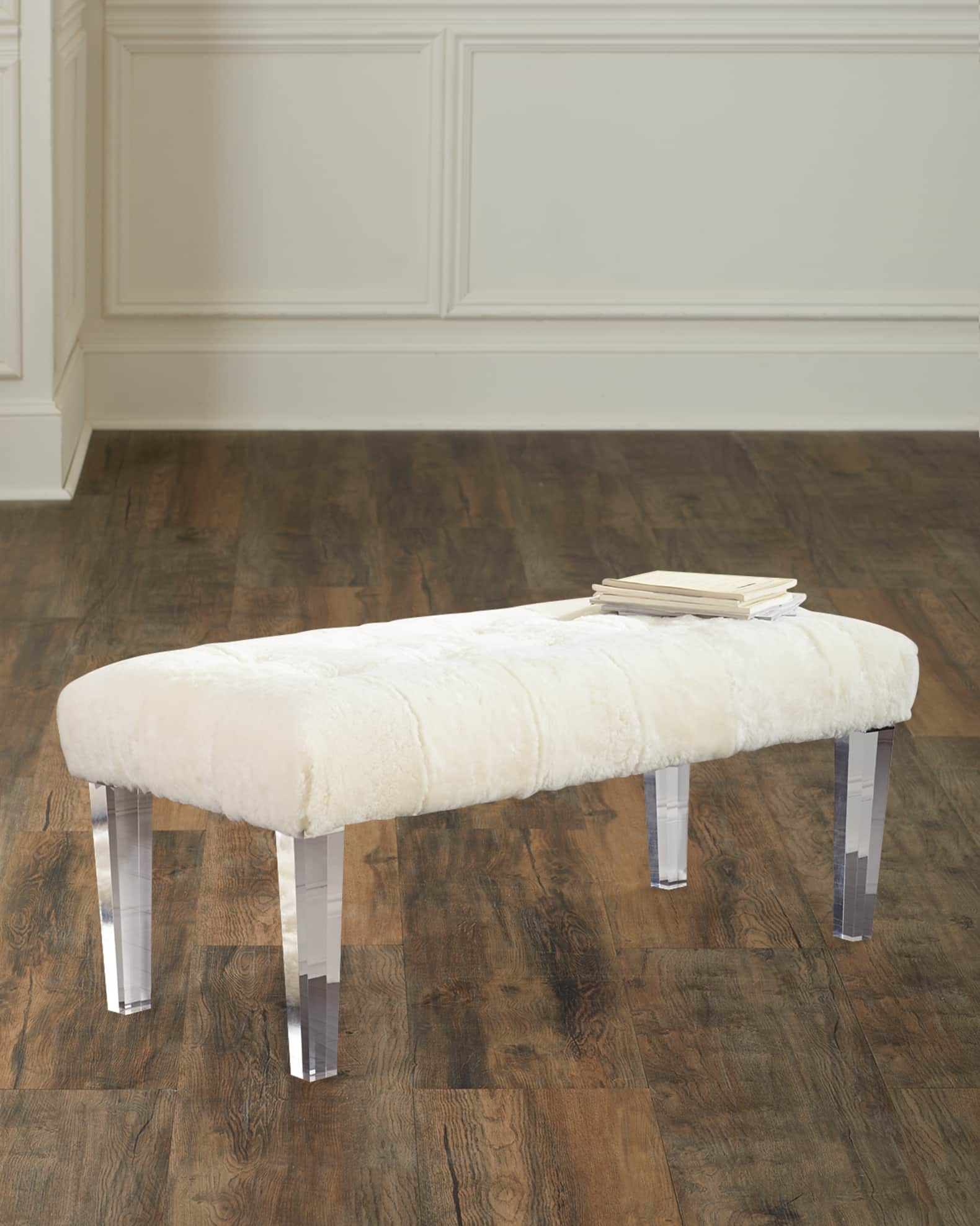 Massoud Jaselyn Shearling Bench, Ivory