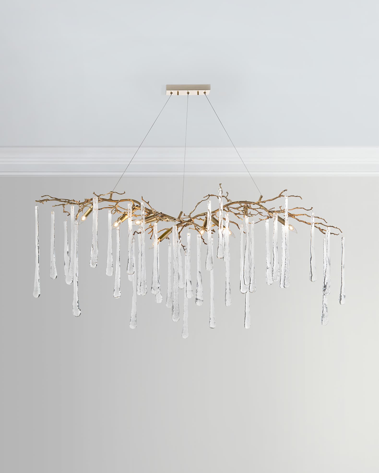 John Richard Collection Brass Glass Teardrop Chandelier Horchow