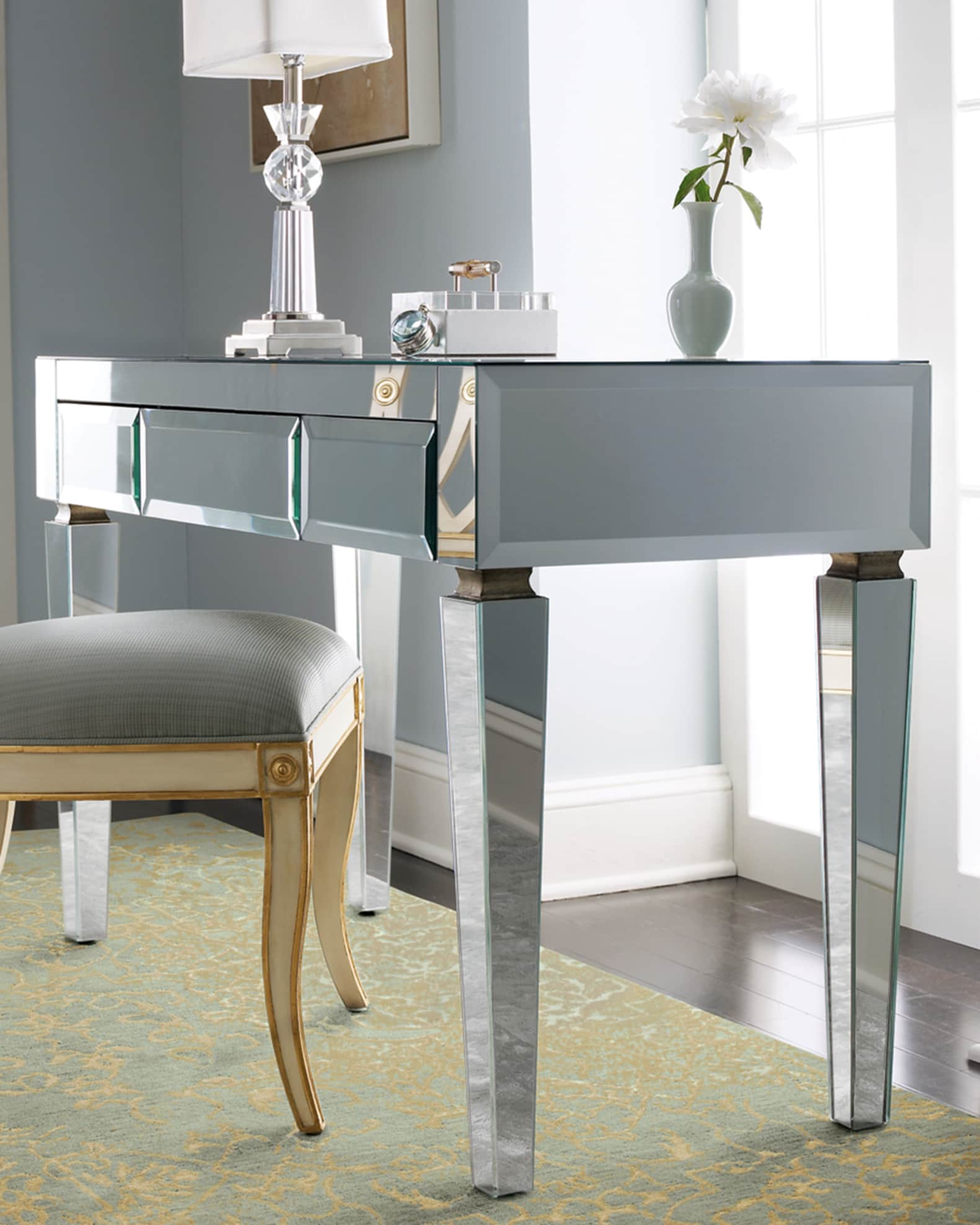 Worlds Away Emory Mirrored Desk