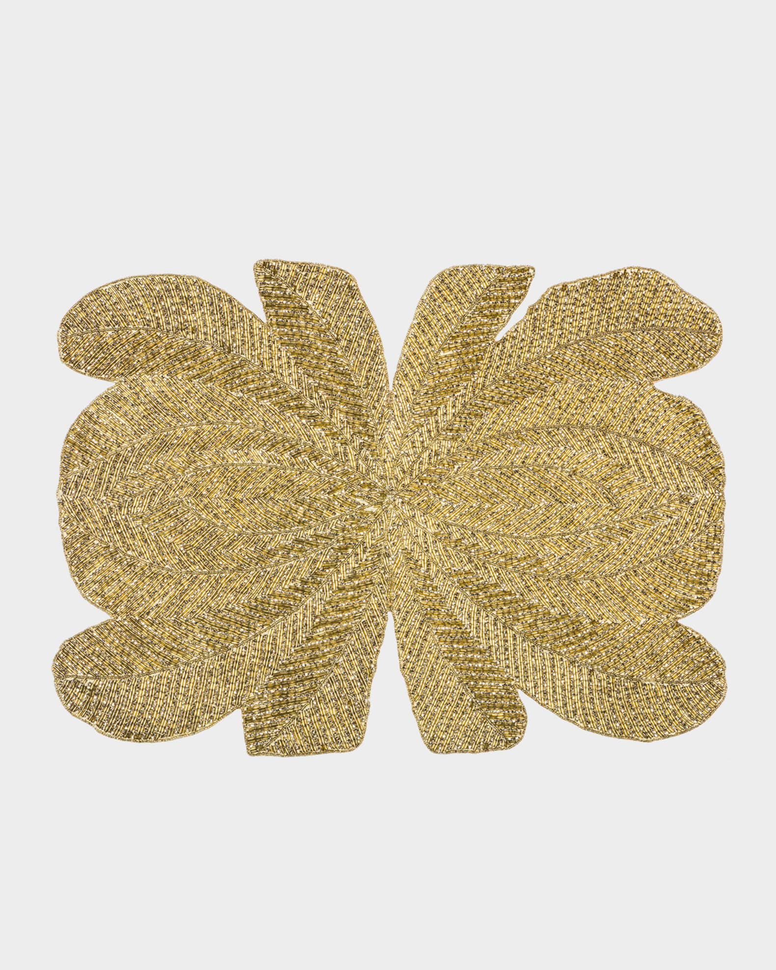 Nomi K Peacock Hand-Beaded Placemat, Gold