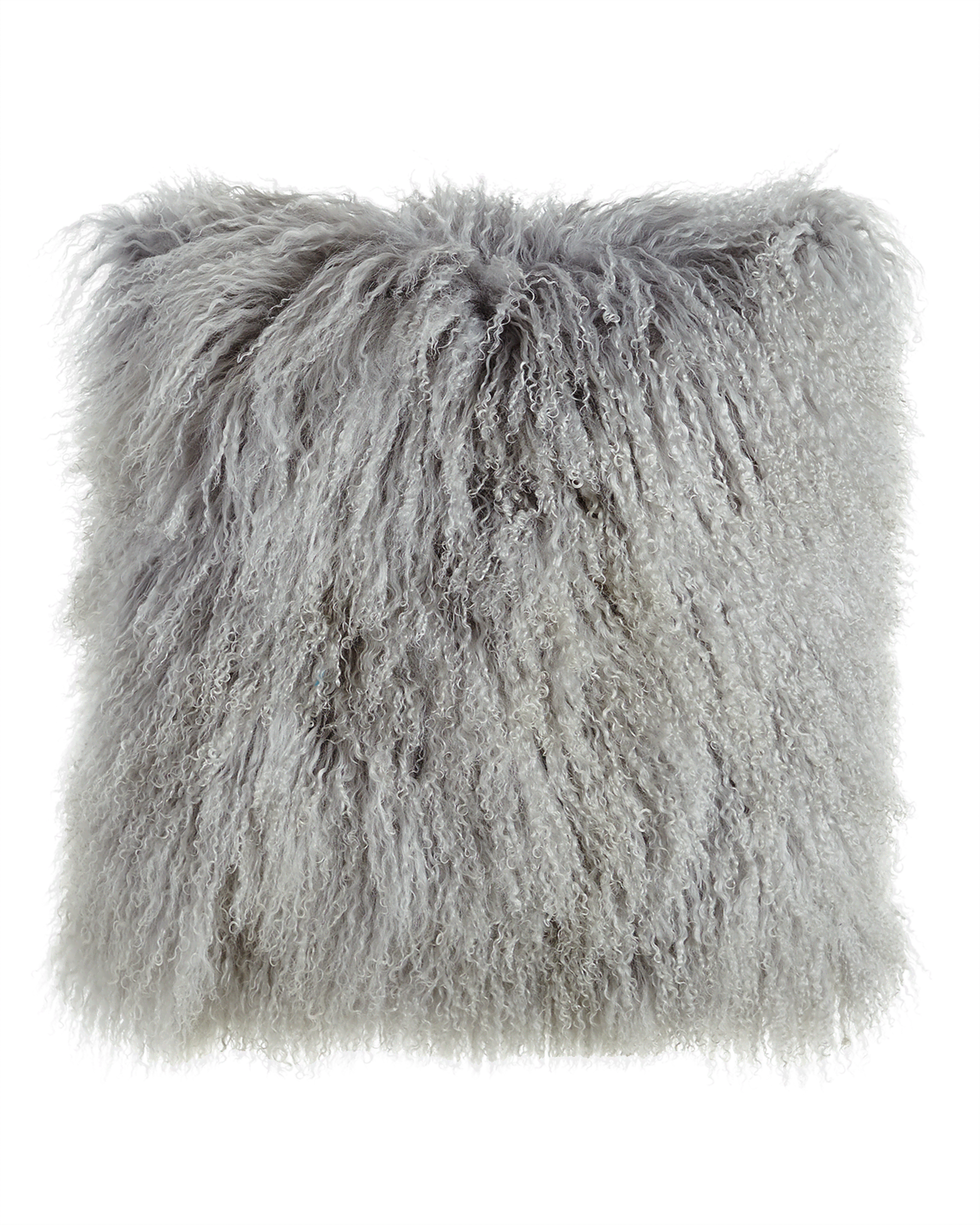 Massoud Fog Gray Tibetan Lamb Pillow, 26"Sq.