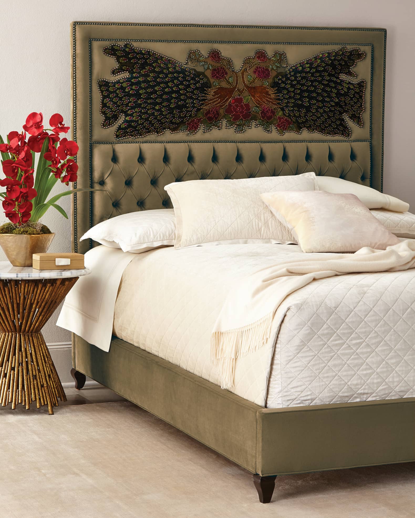 Haute House Peacock Sage Queen Bed Horchow