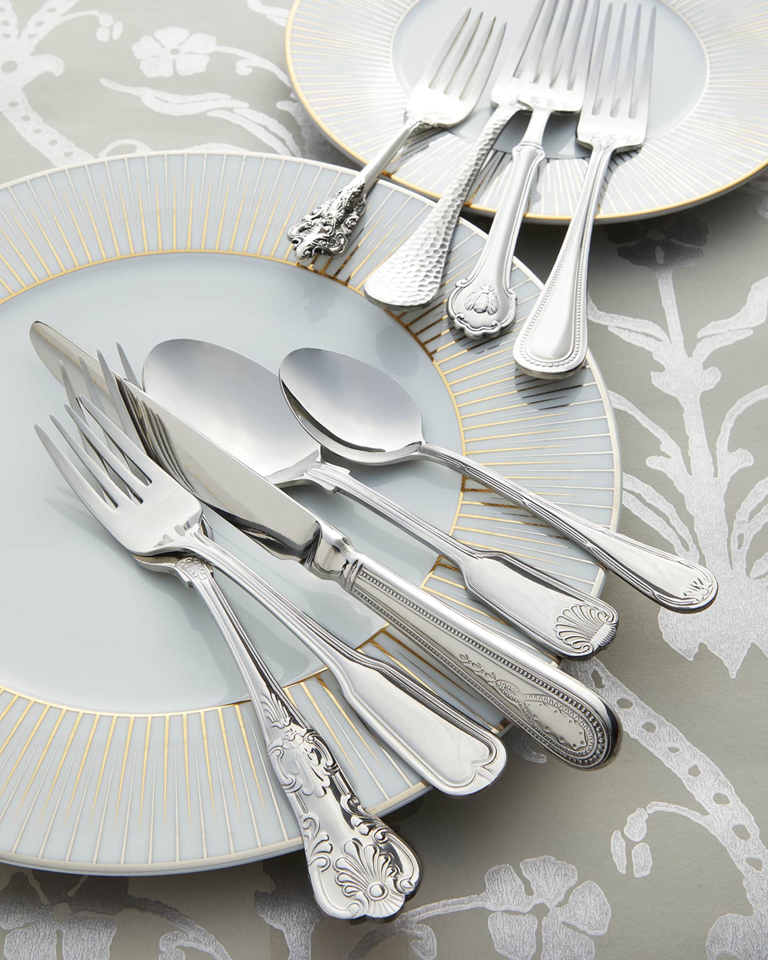 Wallace Silversmiths 65-Piece Euro Hammered Flatware Service | Horchow