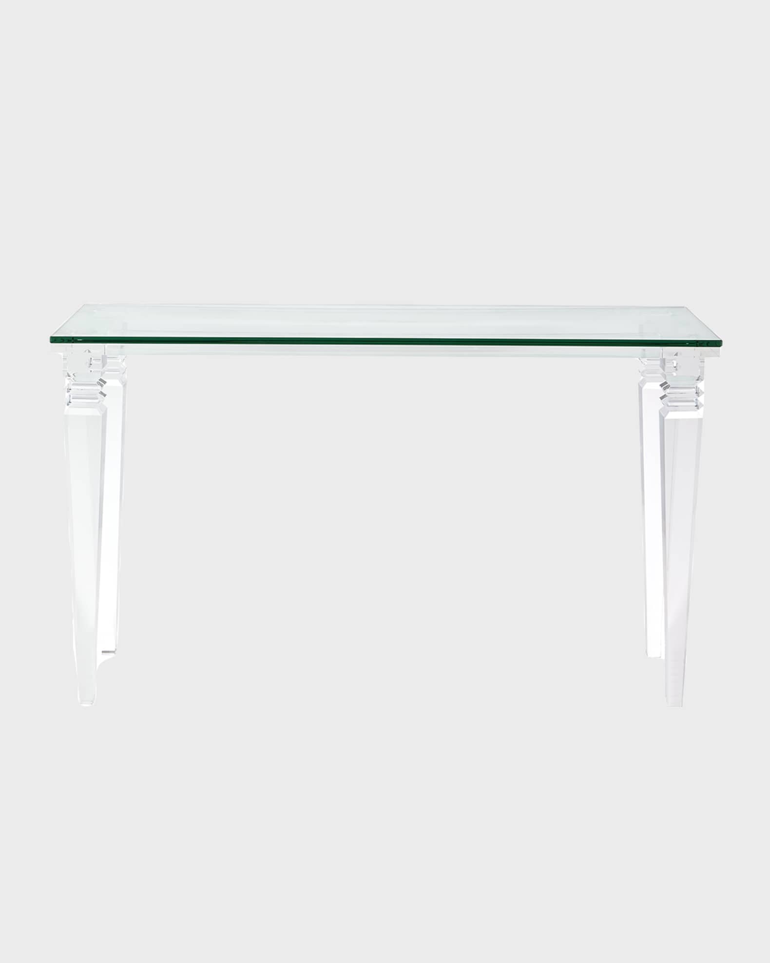 White acrylic store console table