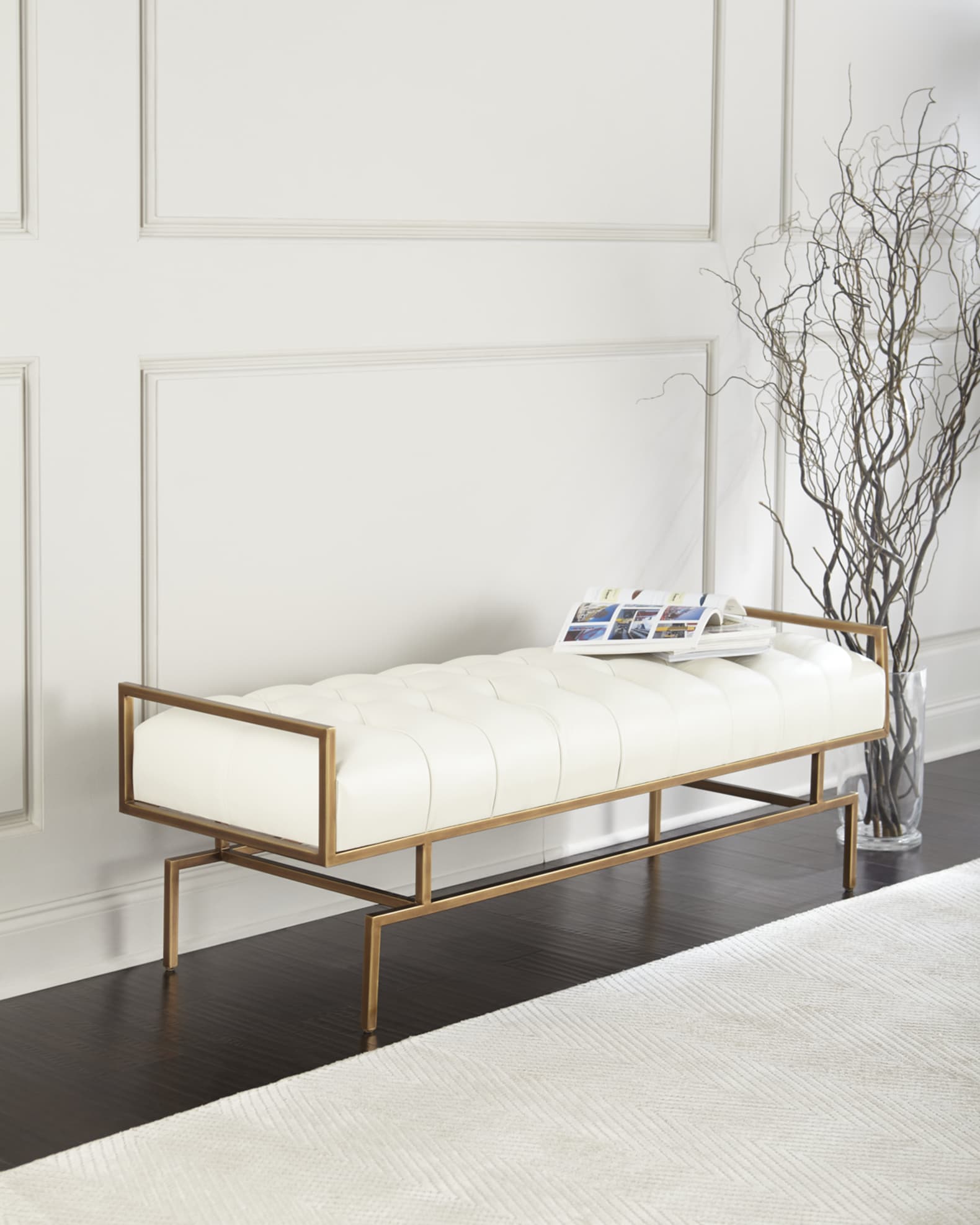 John-Richard Collection Huggins Tufted Leather Bench