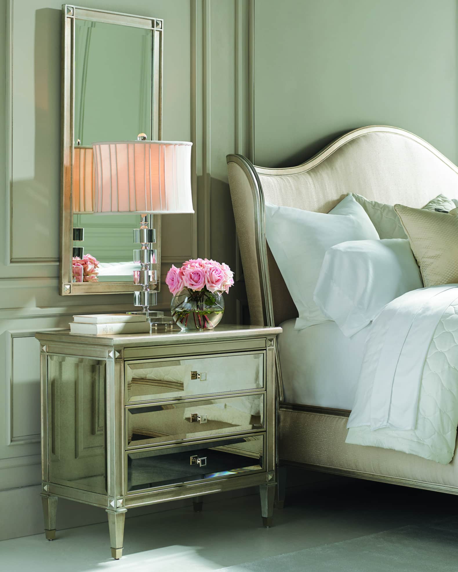 Horchow mirrored nightstands sale