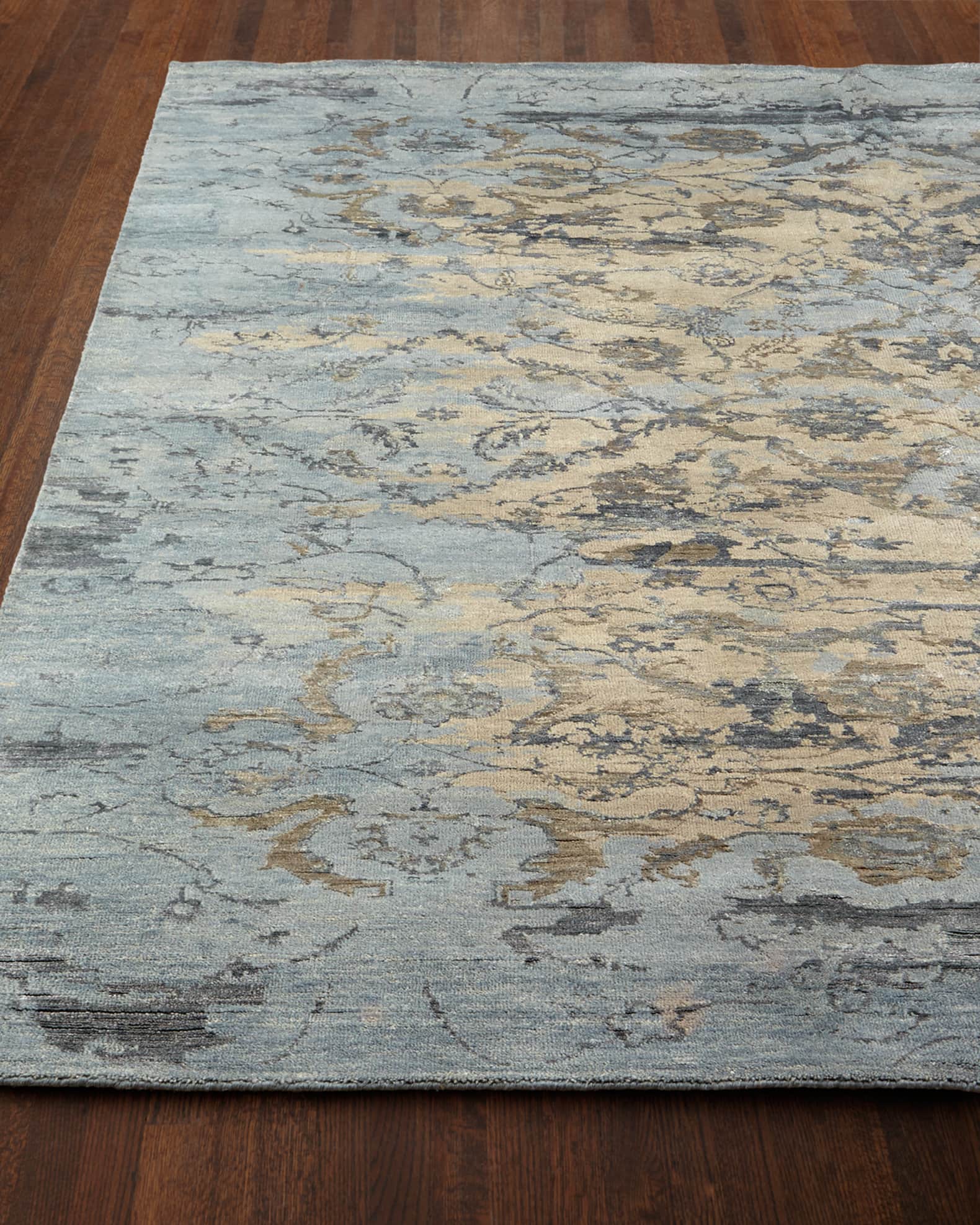 Aquamarine Hand-Knotted Rug, 3' x 10'