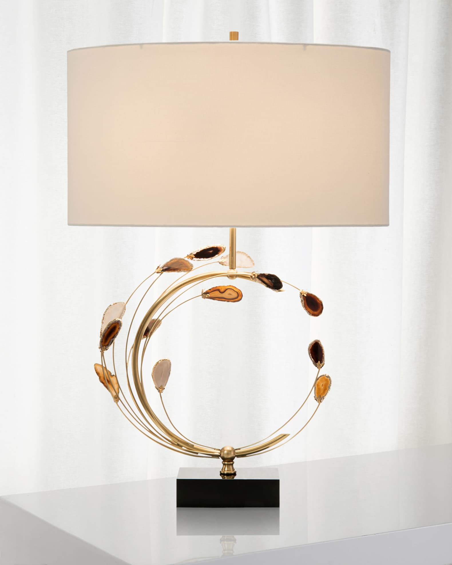 John Richard Collection Swirling Agates in Brown and Brass Table