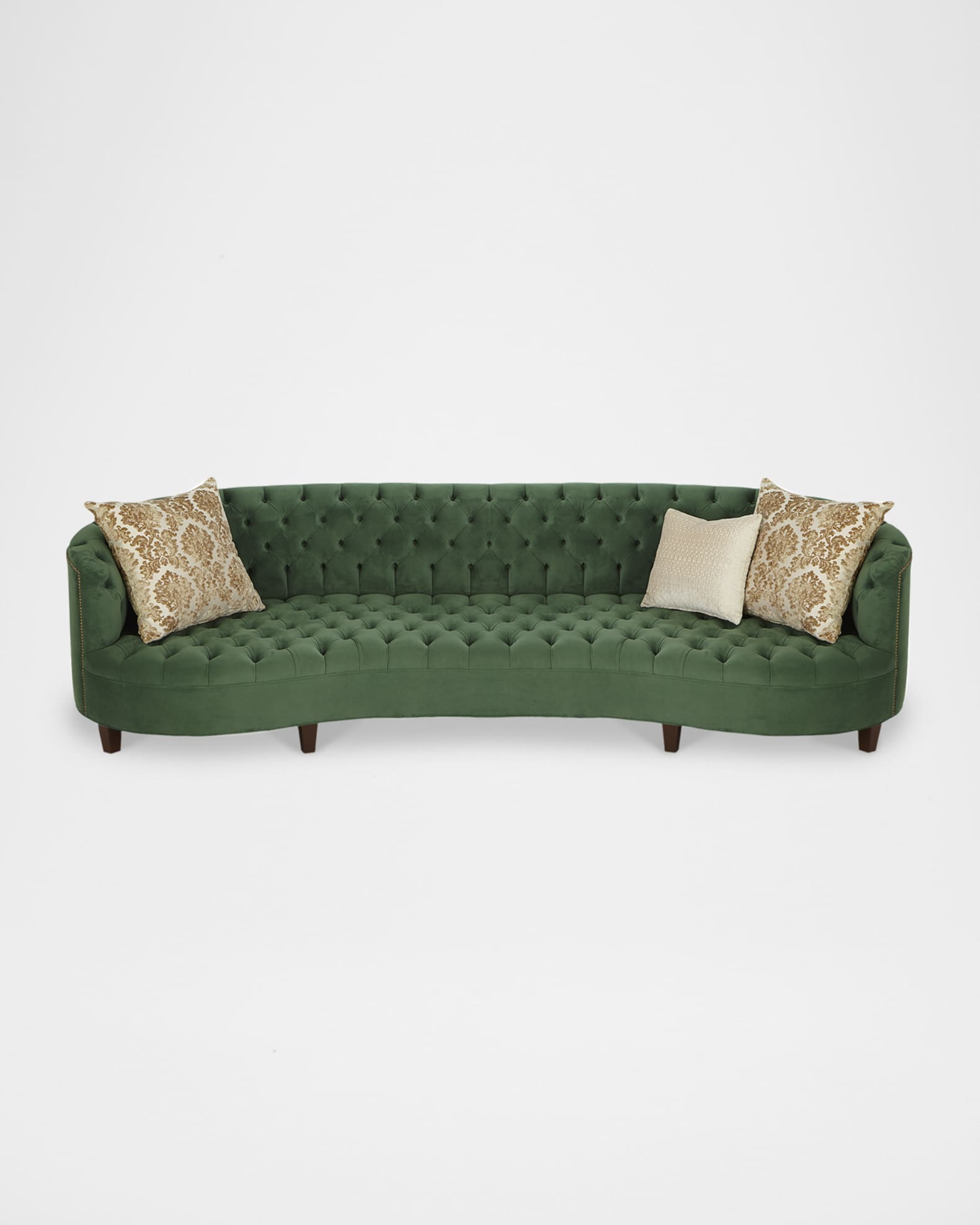 Green velvet tufted top couch
