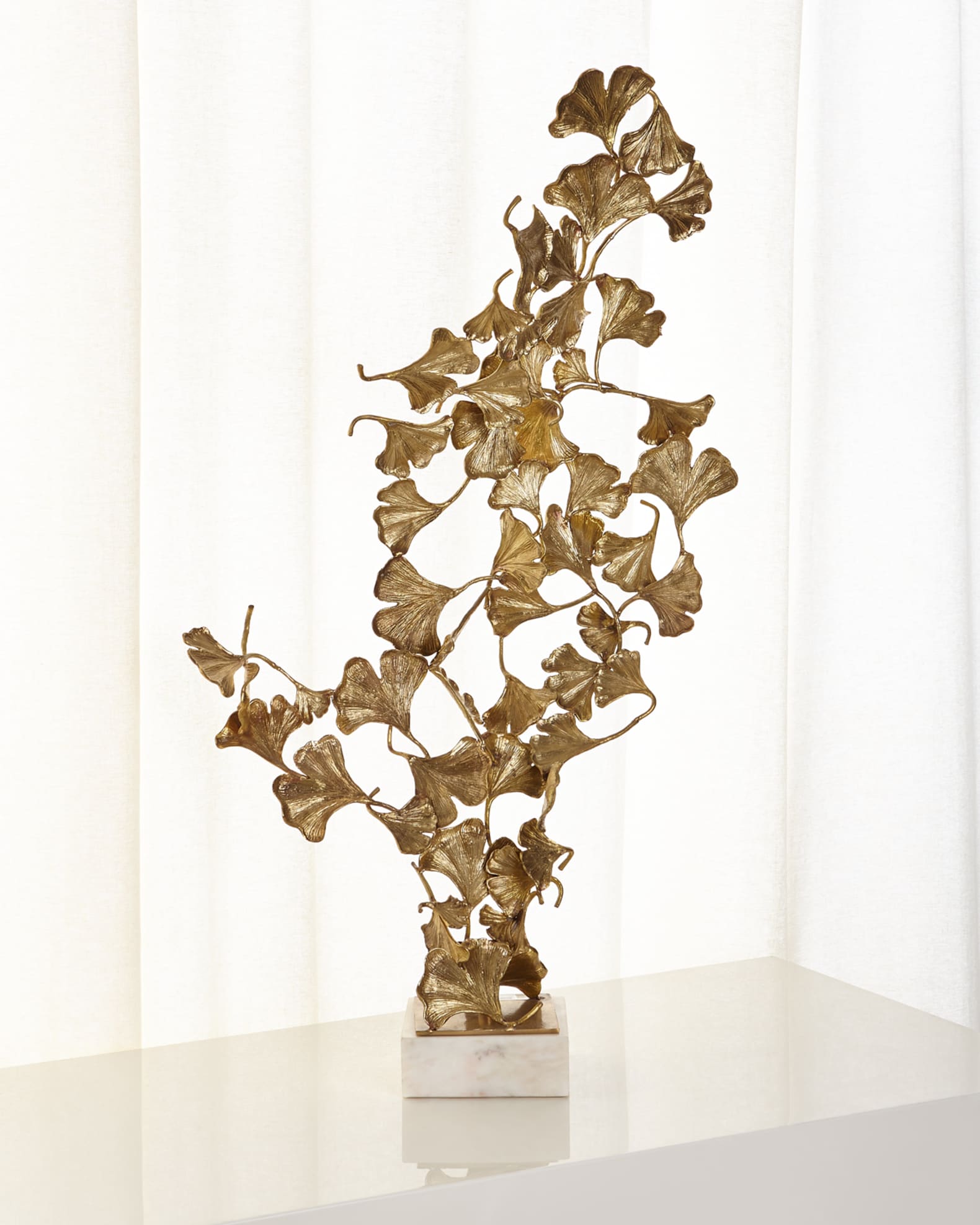 John-Richard Collection Ginkgo Leaves on White Marble