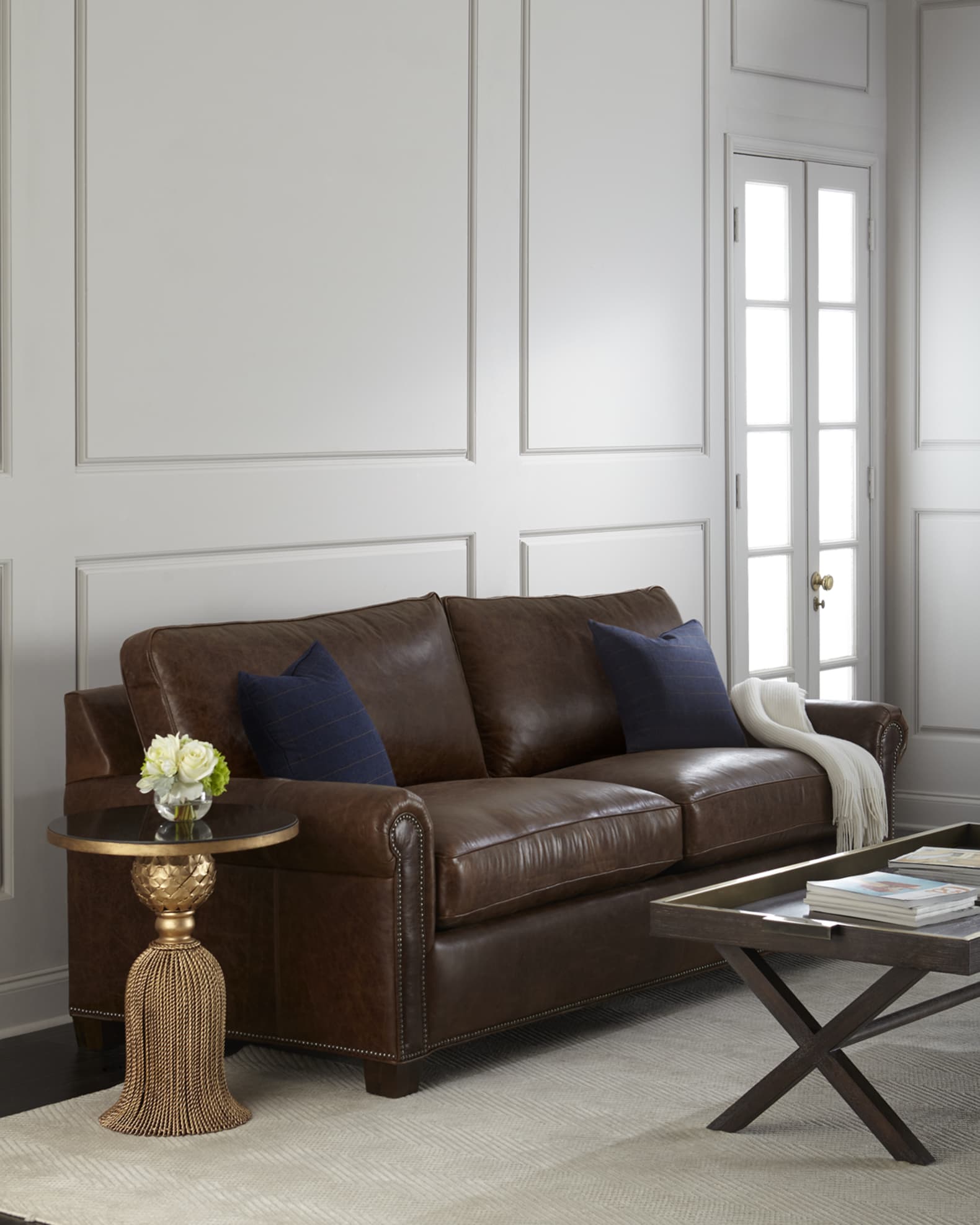 Massoud Shields Leather Sleeper Sofa
