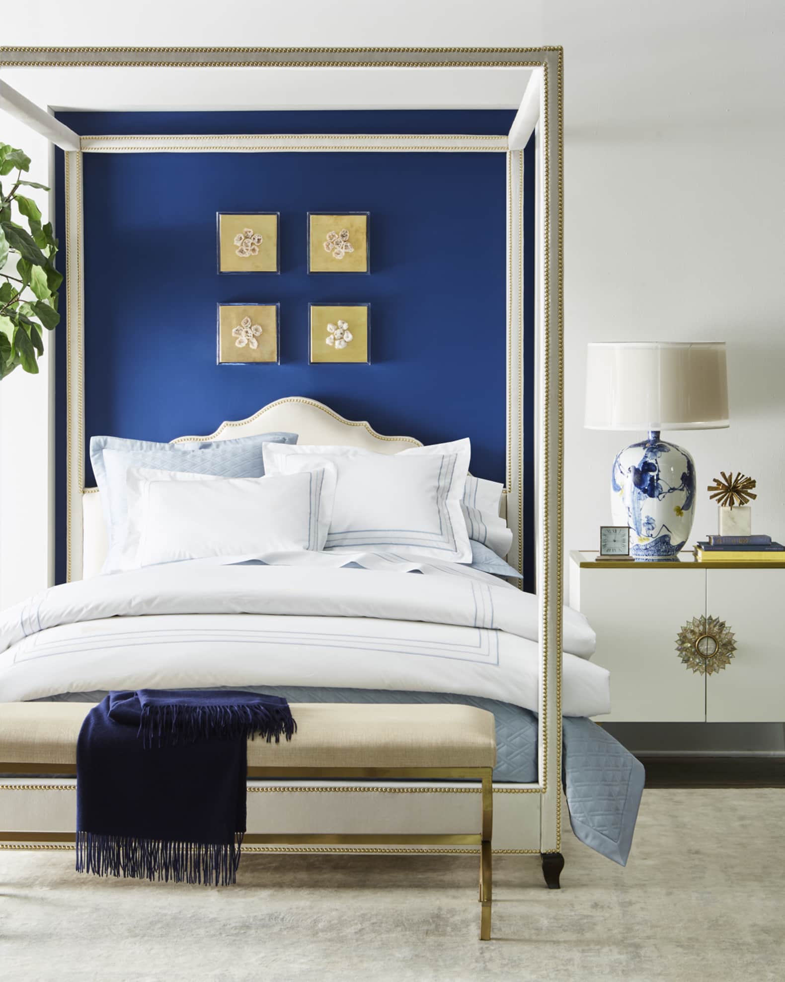 Queen gold canopy bed cheap