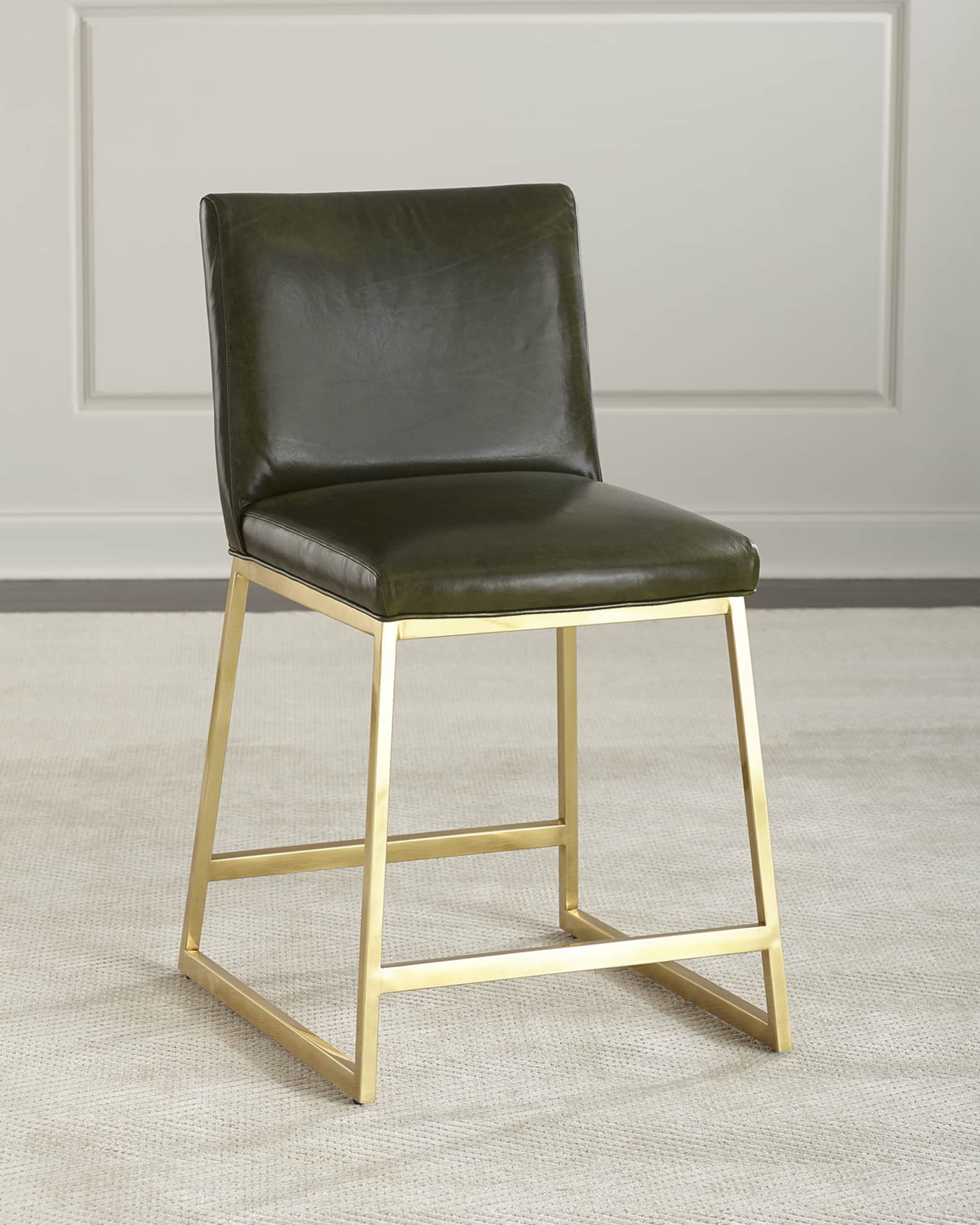 Brass and sales leather counter stools