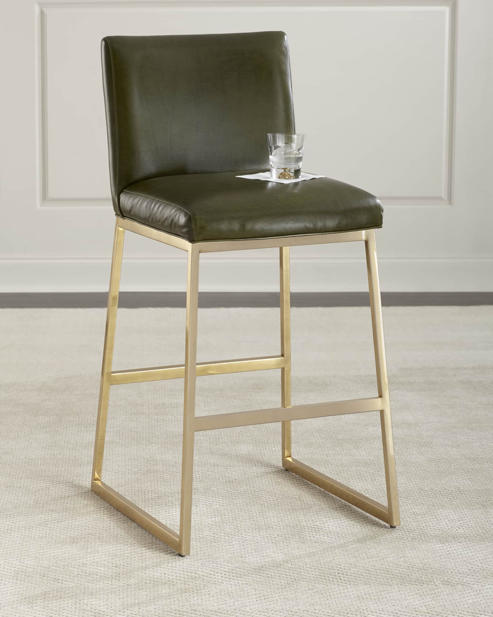 Leather and hotsell brass bar stools