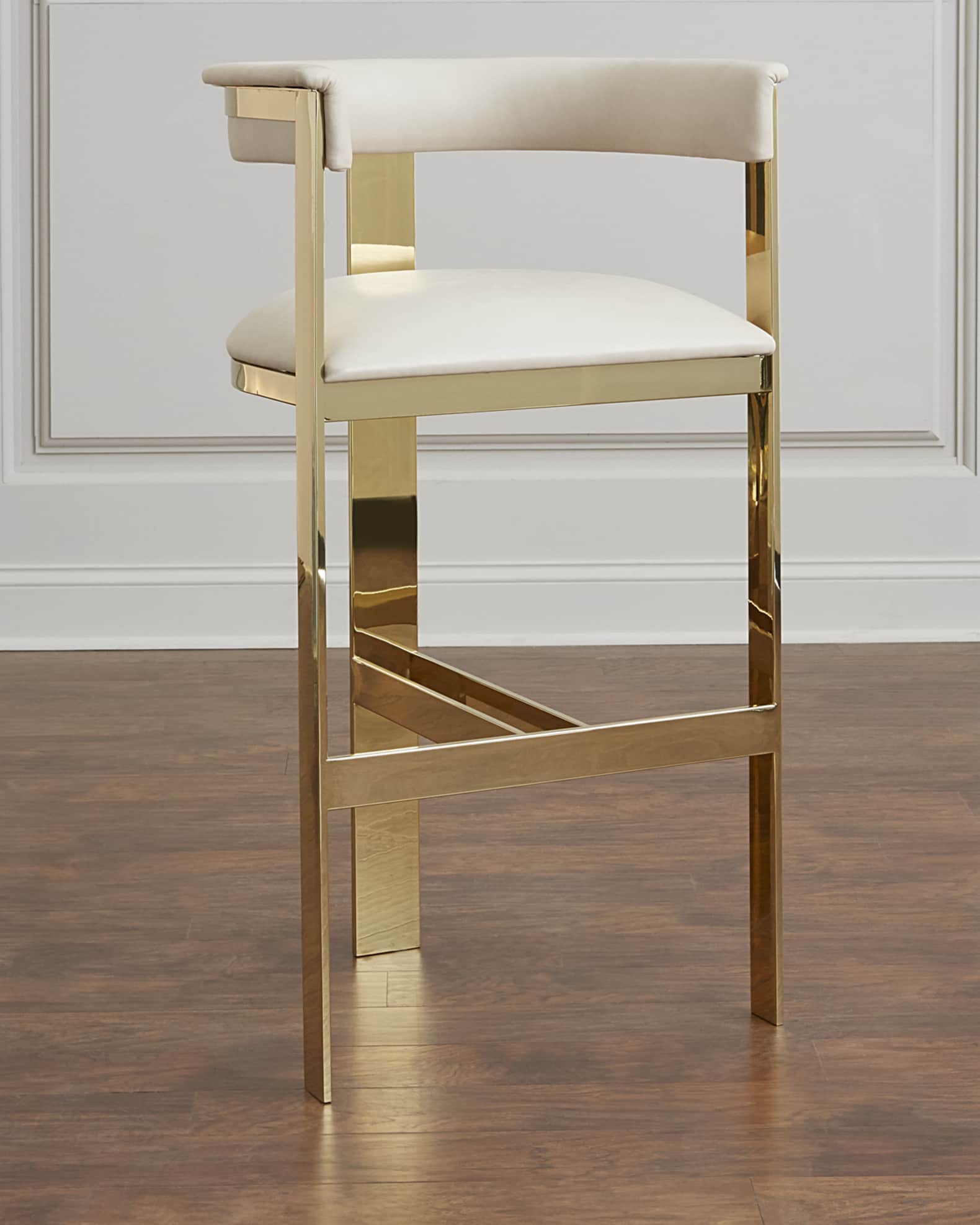 Interlude Home Darla Brass and Leather Counter Stool
