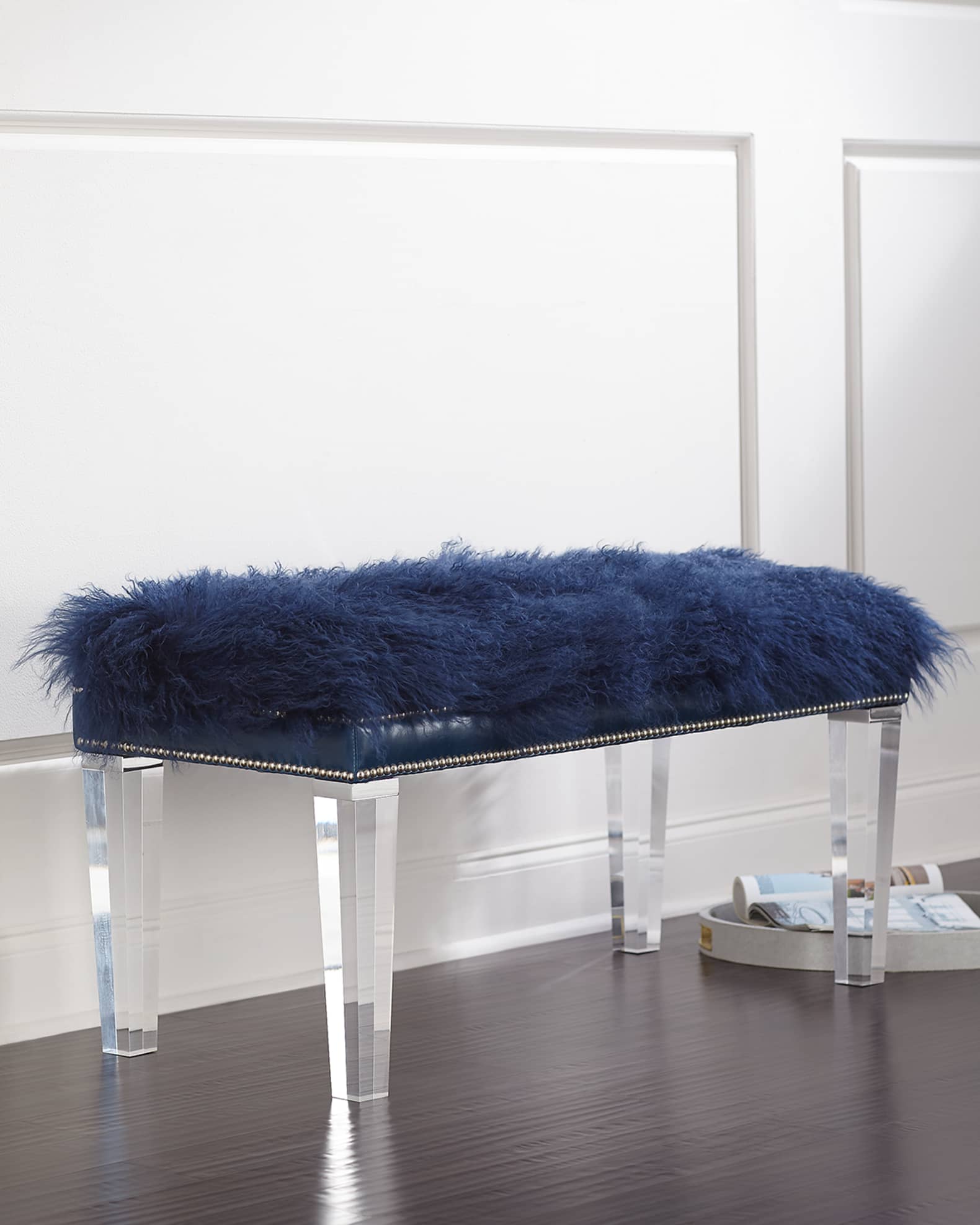 Massoud Kirabelle Sheepskin Bench, 60"