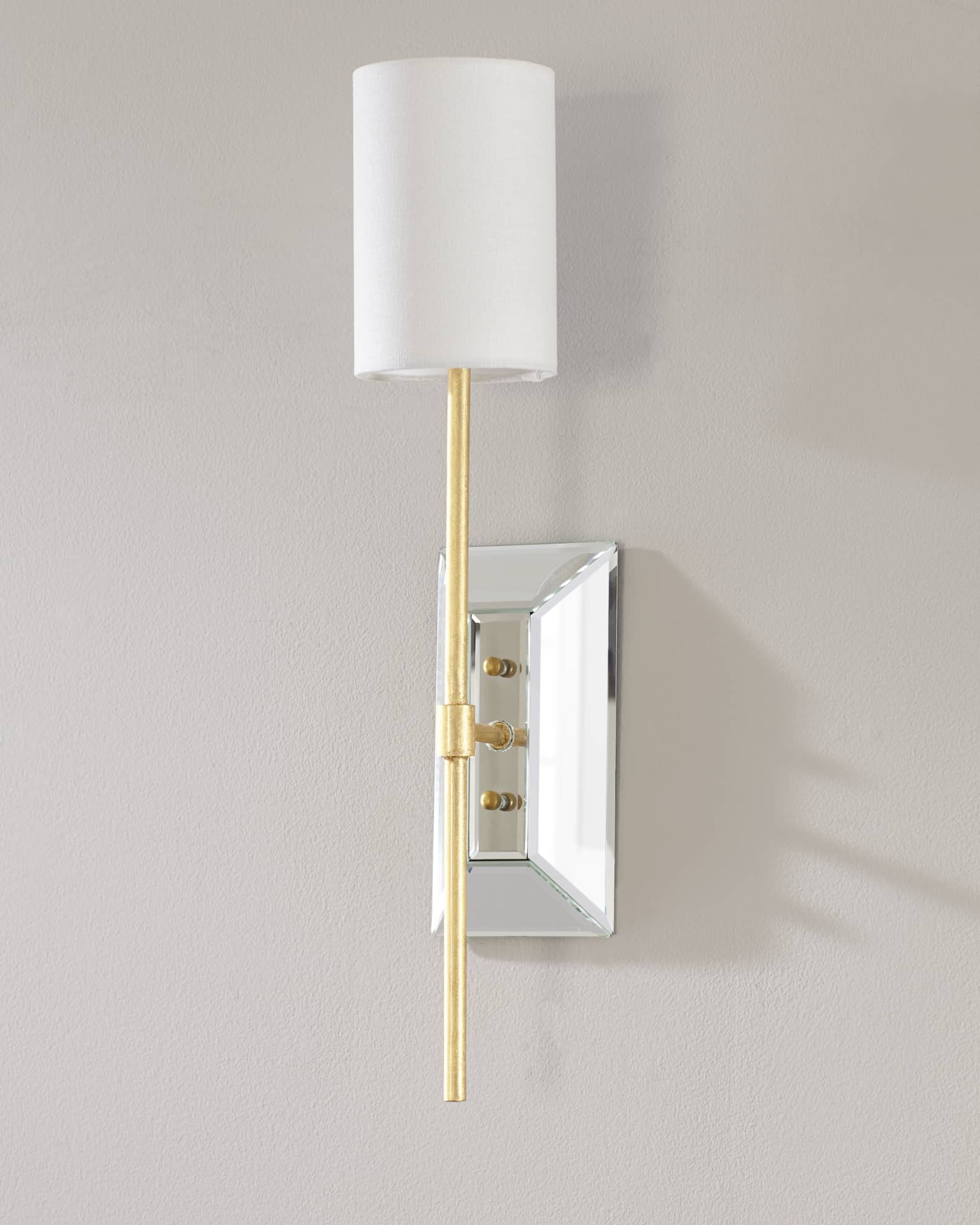 Worlds Away Beveled Mirror and Gold Leaf Wall Sconce