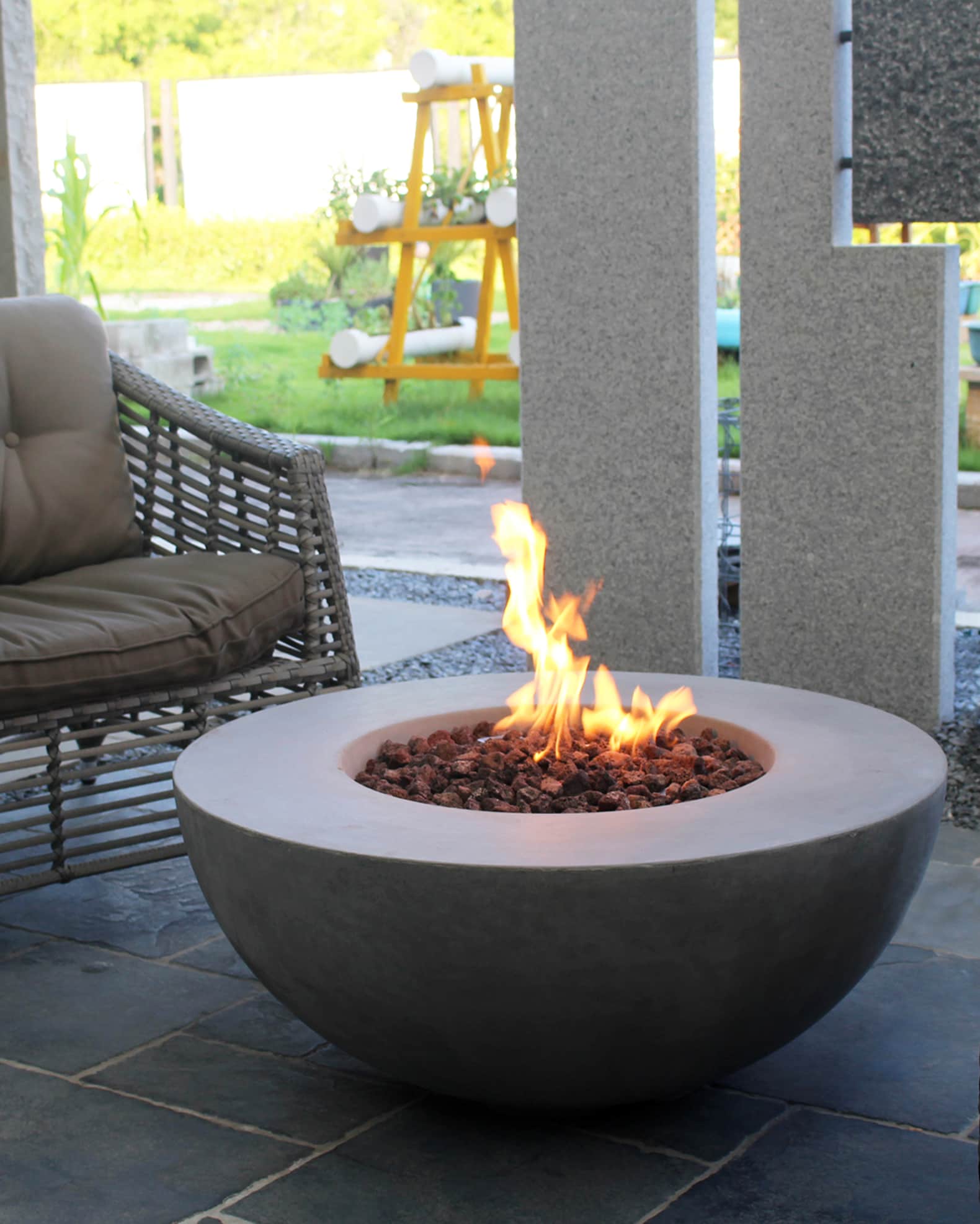 Elementi Lunar Bowl Outdoor Fire Pit Table with Propane Gas Assembly