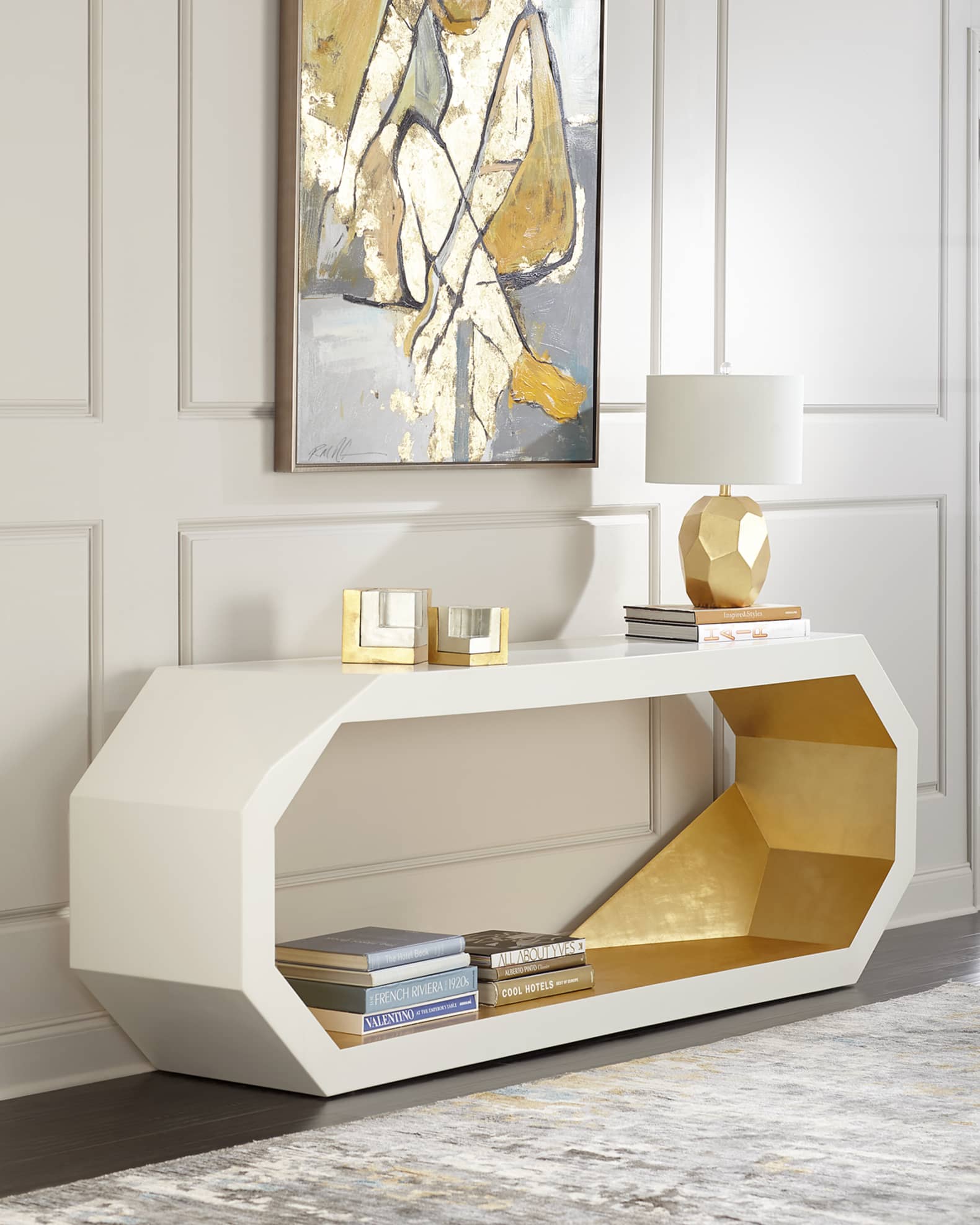 Global Views Marquee Gold Leaf Console Table Horchow