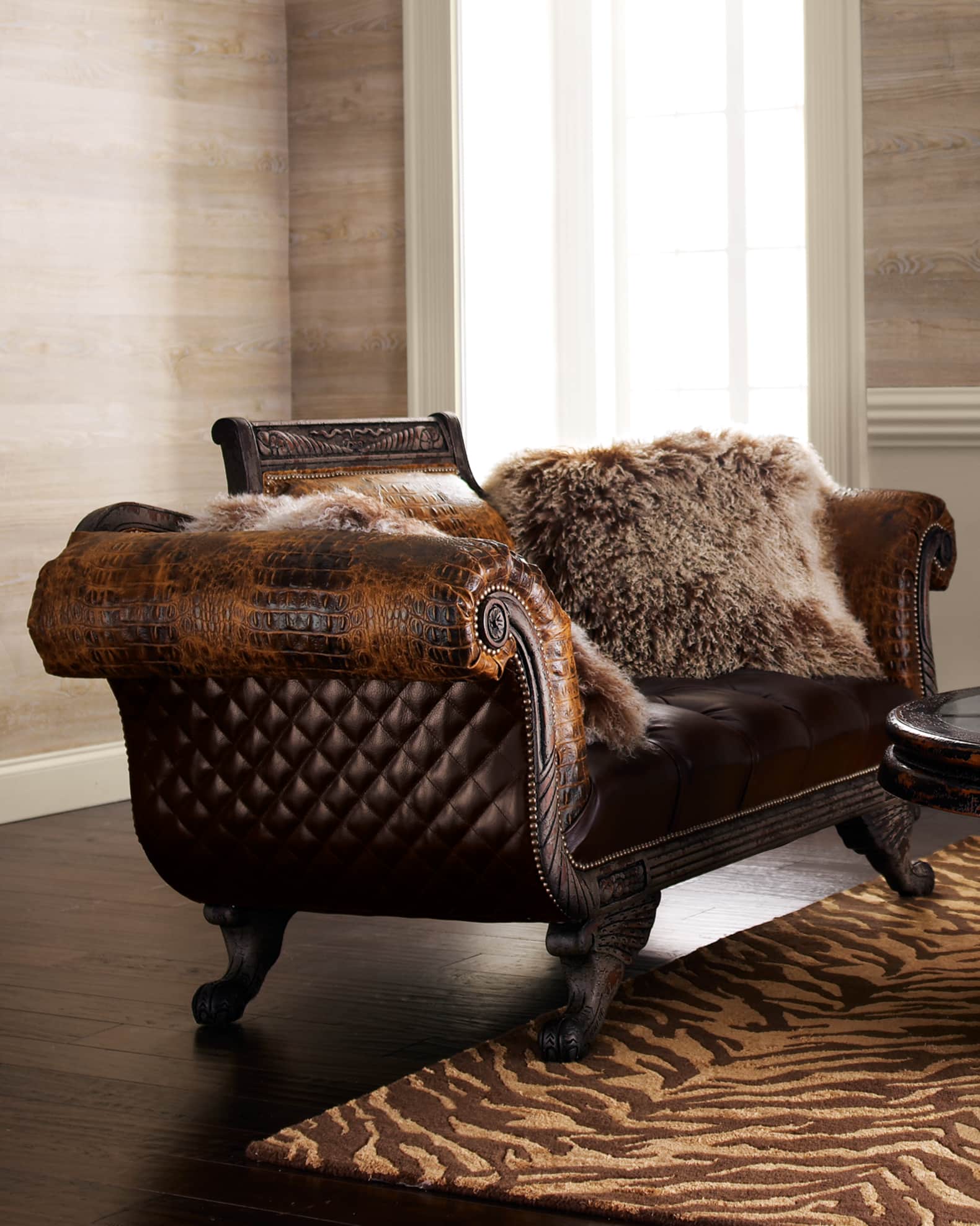 Faux crocodile leather chairs store