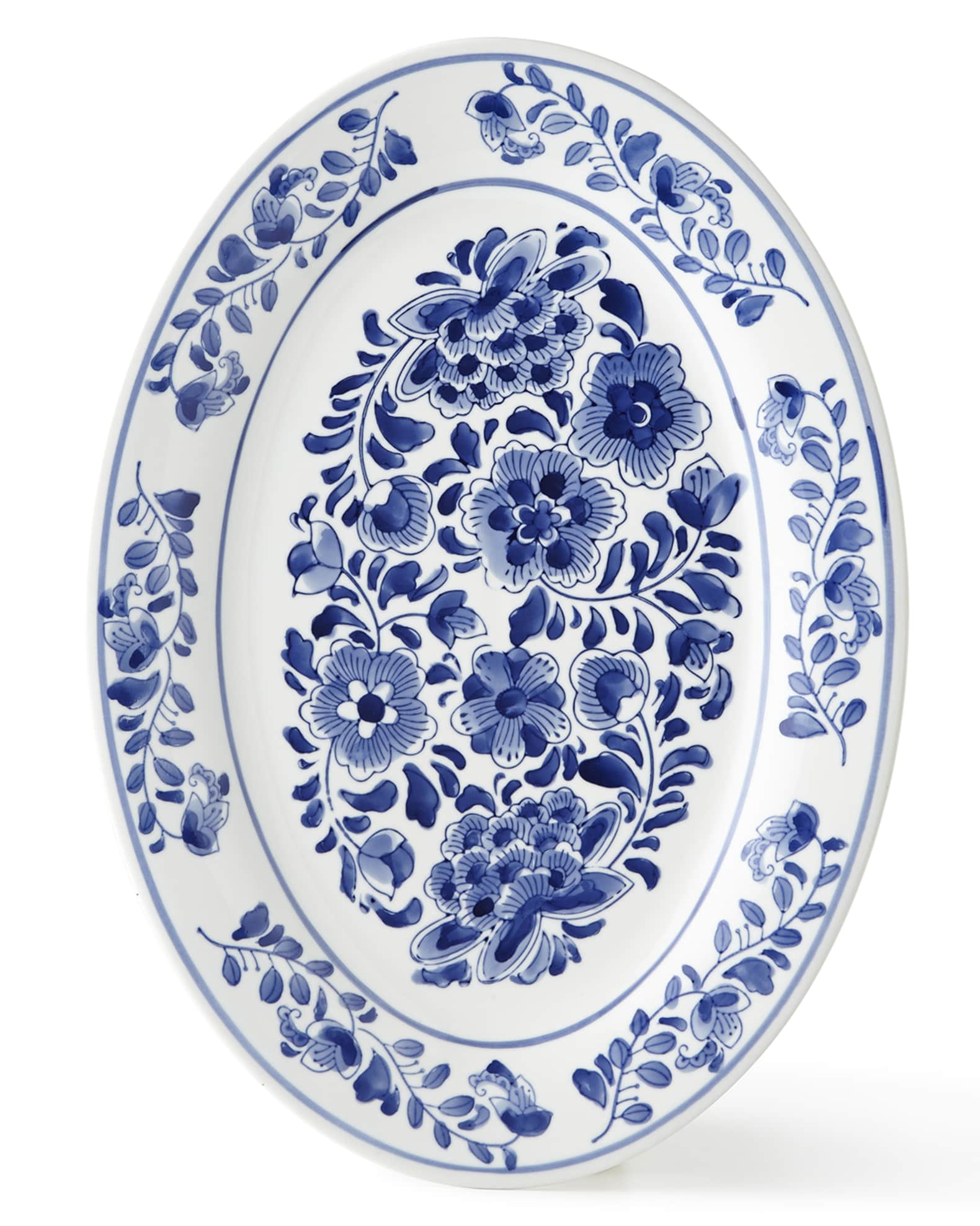 Neiman Marcus Assorted Blue White Oval Platter Horchow