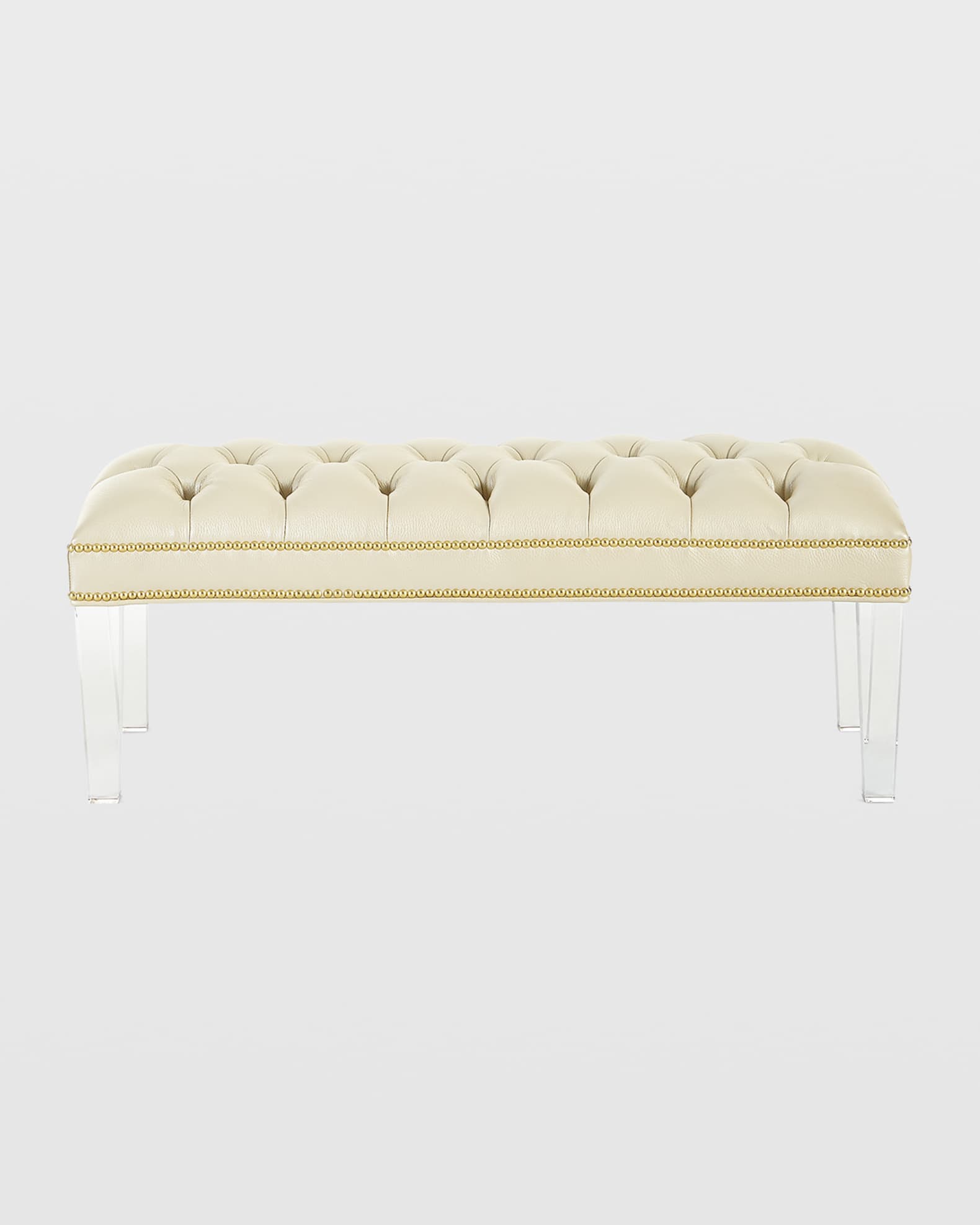 Haute House Custan Leather Bench with Acrylic Legs