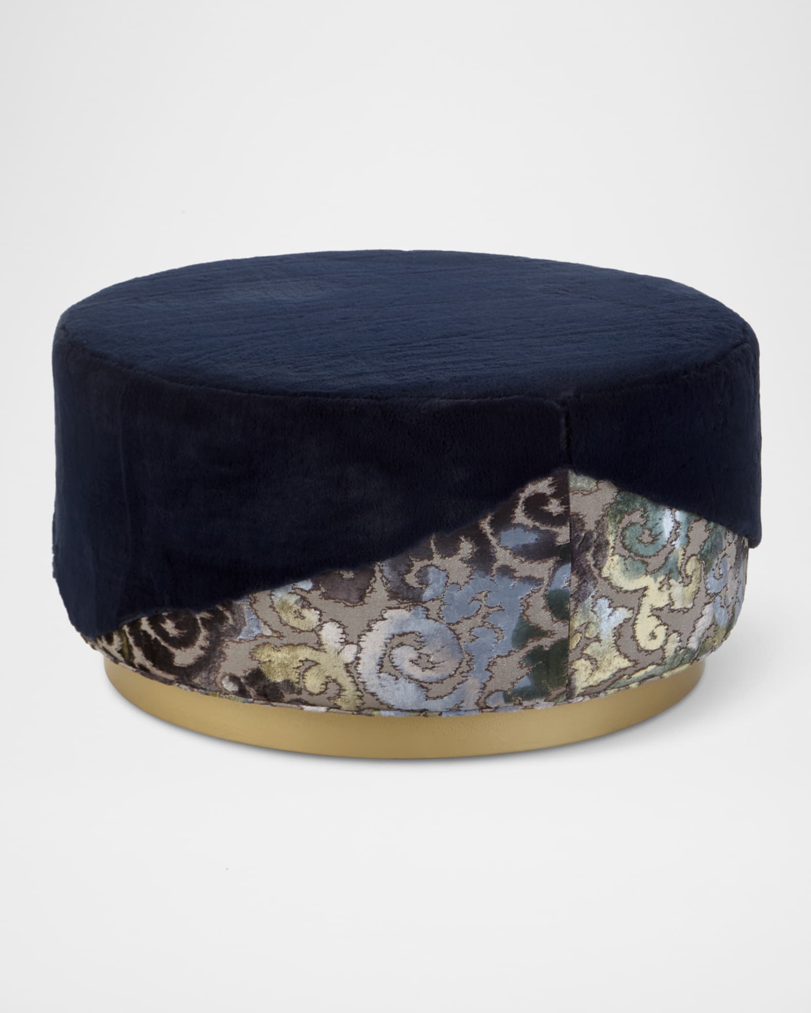 Haute House Misha Faux-Fur Round Ottoman