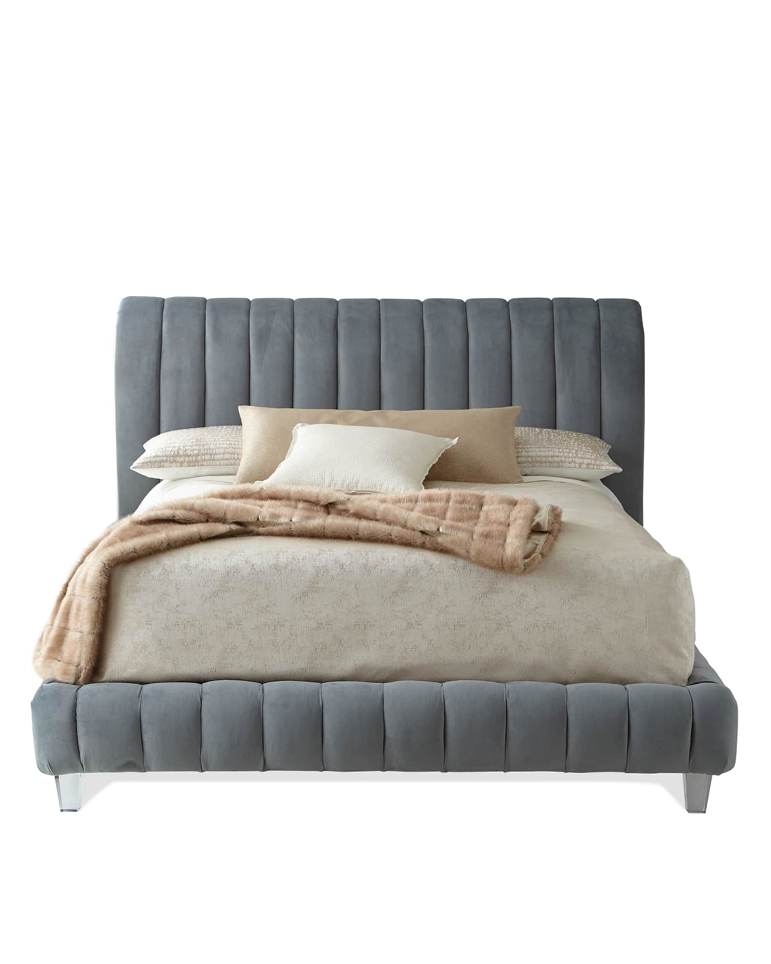 Haute House Amal Channel Tufted Queen Platform Bed Horchow